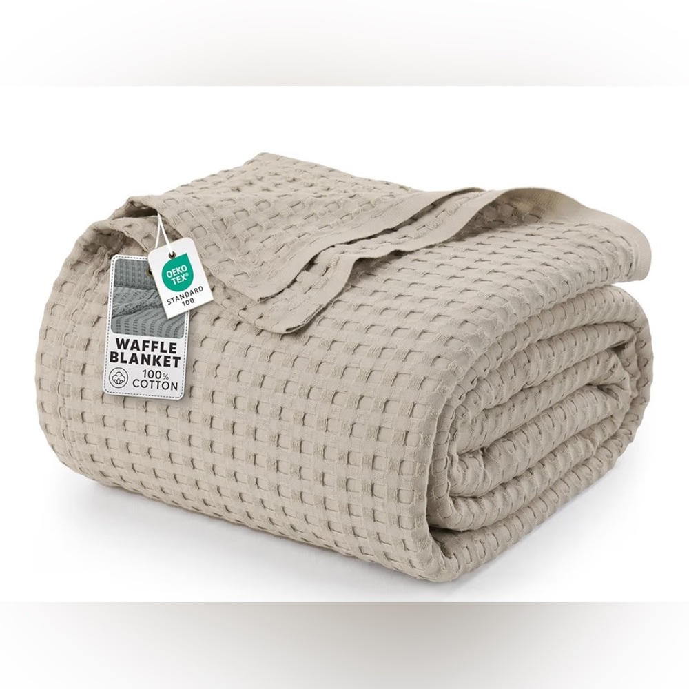 Utopia‎ Bedding Khaki 100% Cotton Waffle Blanket Twin Lightweight 300 GSM New